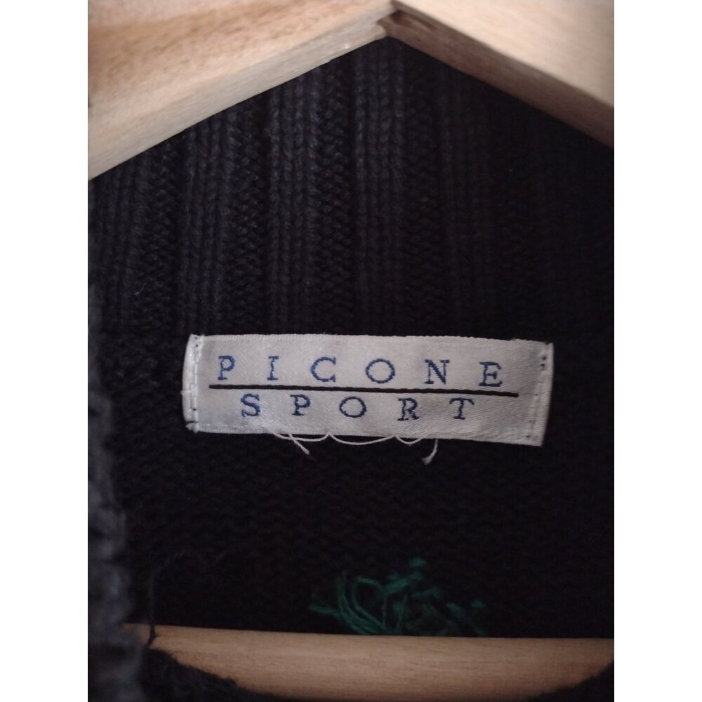 Vintage 90s Holiday Sweater L Pretty Bold Poinsettia Picone Sport Mock Neck - Picture 3 of 10